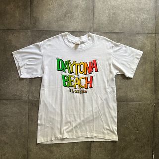80s ヴィンテージtシャツ USA製 L ホワイト デイトナビーチ(Tシャツ/カットソー(半袖/袖なし))
