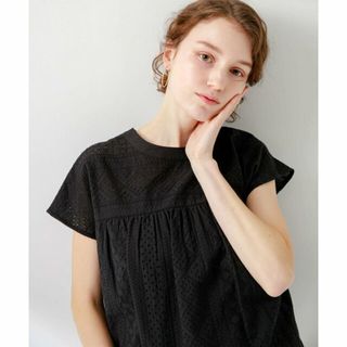 サニーレーベル(Sonny Label)の【ブラック】『一部WEB限定カラー』バンドカラーコットンレースシャツ(シャツ/ブラウス(長袖/七分))