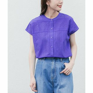 サニーレーベル(Sonny Label)の【ロイヤルブルー】『一部WEB限定カラー』バンドカラーコットンレースシャツ(シャツ/ブラウス(長袖/七分))