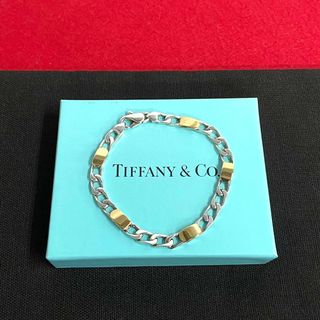 ティファニー(Tiffany & Co.)の極 美品 希少品 TIFFANY&Co. ティファニー フラットチェーン シルバー925 コンビカラー ブレスレット バングル レディース メンズ 29970(ブレスレット/バングル)