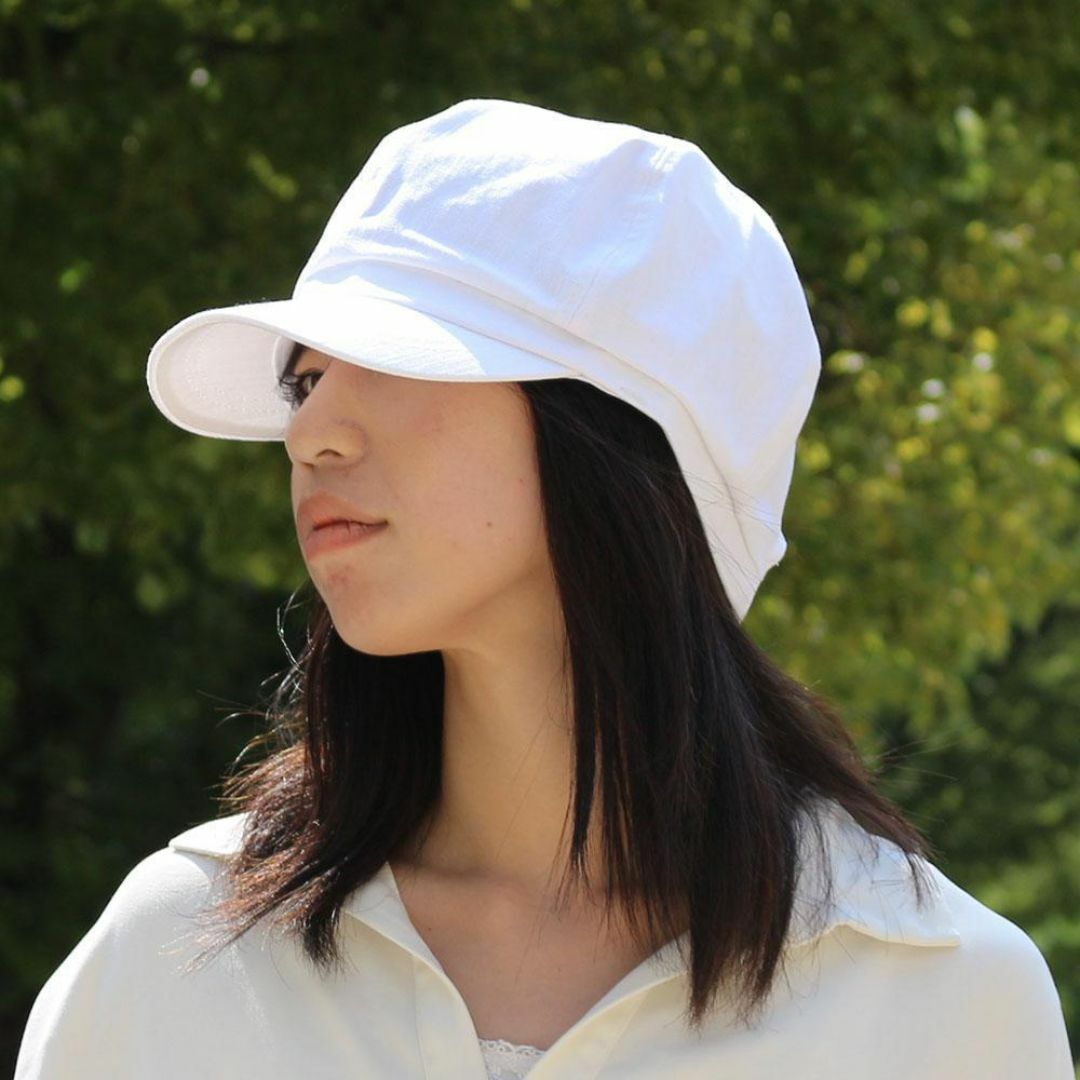 帽子 大きいサイズ コットン素材 ビッグサイズ キャスケット ラージ ホワイト メンズの帽子(キャスケット)の商品写真