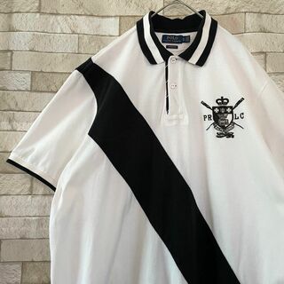 ポロラルフローレン(POLO RALPH LAUREN)のラルフローレン ポロシャツ 半袖 刺繍ロゴ 白 黒 XL(ポロシャツ)