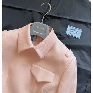 23AW 完売品PRADA  ストレッチバスケットウィーブドレス ピンク