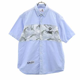 アベイシングエイプ(A BATHING APE)のアベイシングエイプ 半袖 ボタンダウンシャツ XL ブルー系 A BATHING APE メンズ 古着 【240411】 メール便可(シャツ)