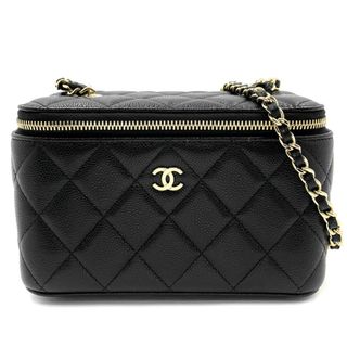 シャネル(CHANEL)の【在庫一掃】CHANEL シャネル ショルダーバッグ マトラッセ タイムレスクラシックライン チェーンショルダー ミニポシェット 肩掛け 斜め掛け バニティバッグ 鞄 かばん AP1341  キャビアスキン   ブラック 黒 ゴールド金具 レディース 美品【中古品】(ショルダーバッグ)