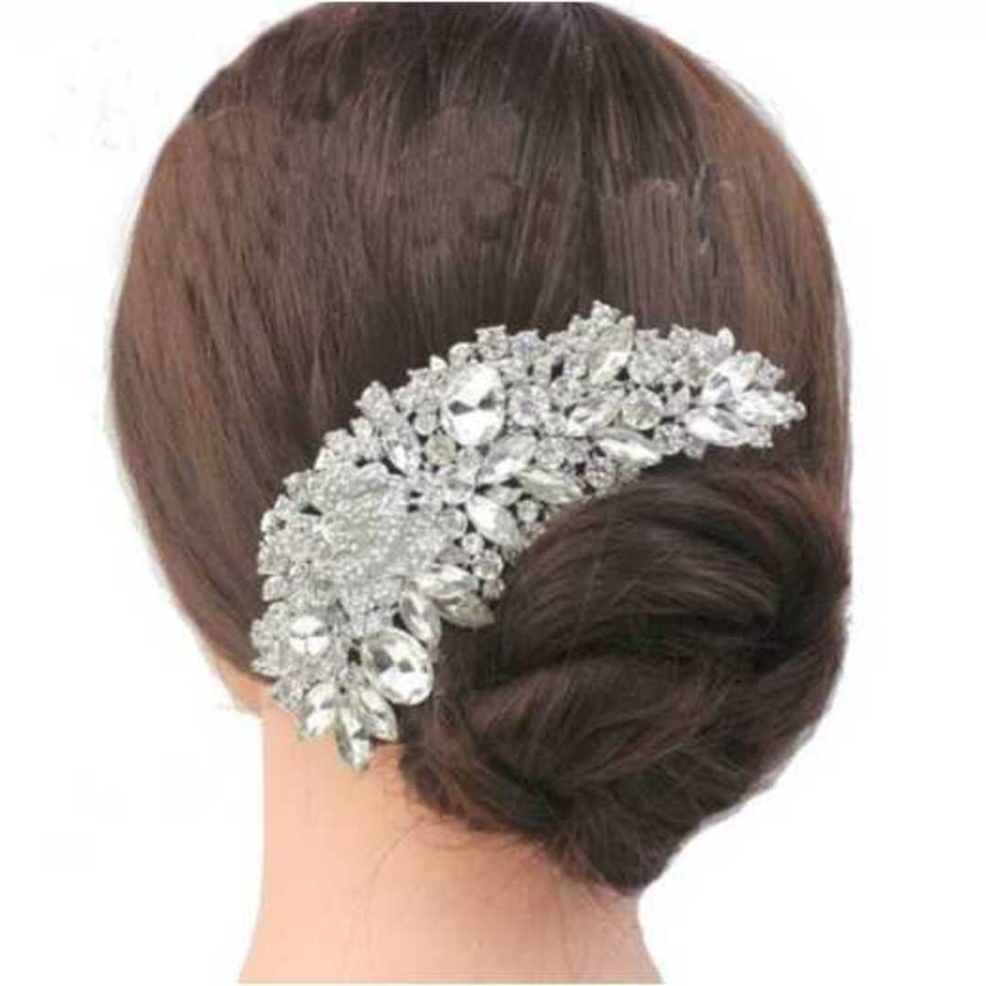 【クリスタルビジュー】ボンネ ヘッドドレス 髪飾り ブライダル ヘアピン メンズのアクセサリー(その他)の商品写真