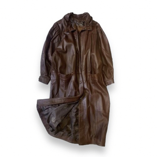 VINTAGE - 80s Vintage long leather coat