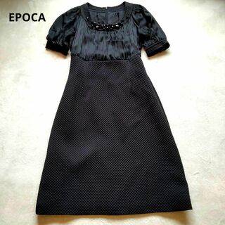 エポカ(EPOCA)のEPOCA　ドレス　ワンピース　シルク　上絹　黒　40  Мサイズ(ひざ丈ワンピース)