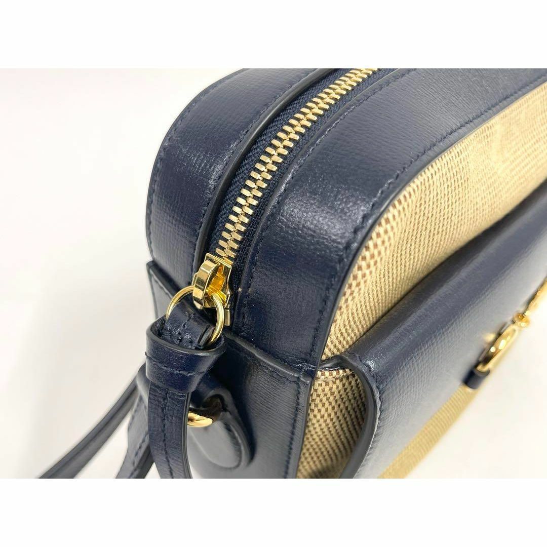 Gucci(グッチ)のGUCCI グッチ 1955 ホースビット ショルダーバッグ ネイビー×ベージュ レディースのバッグ(ショルダーバッグ)の商品写真
