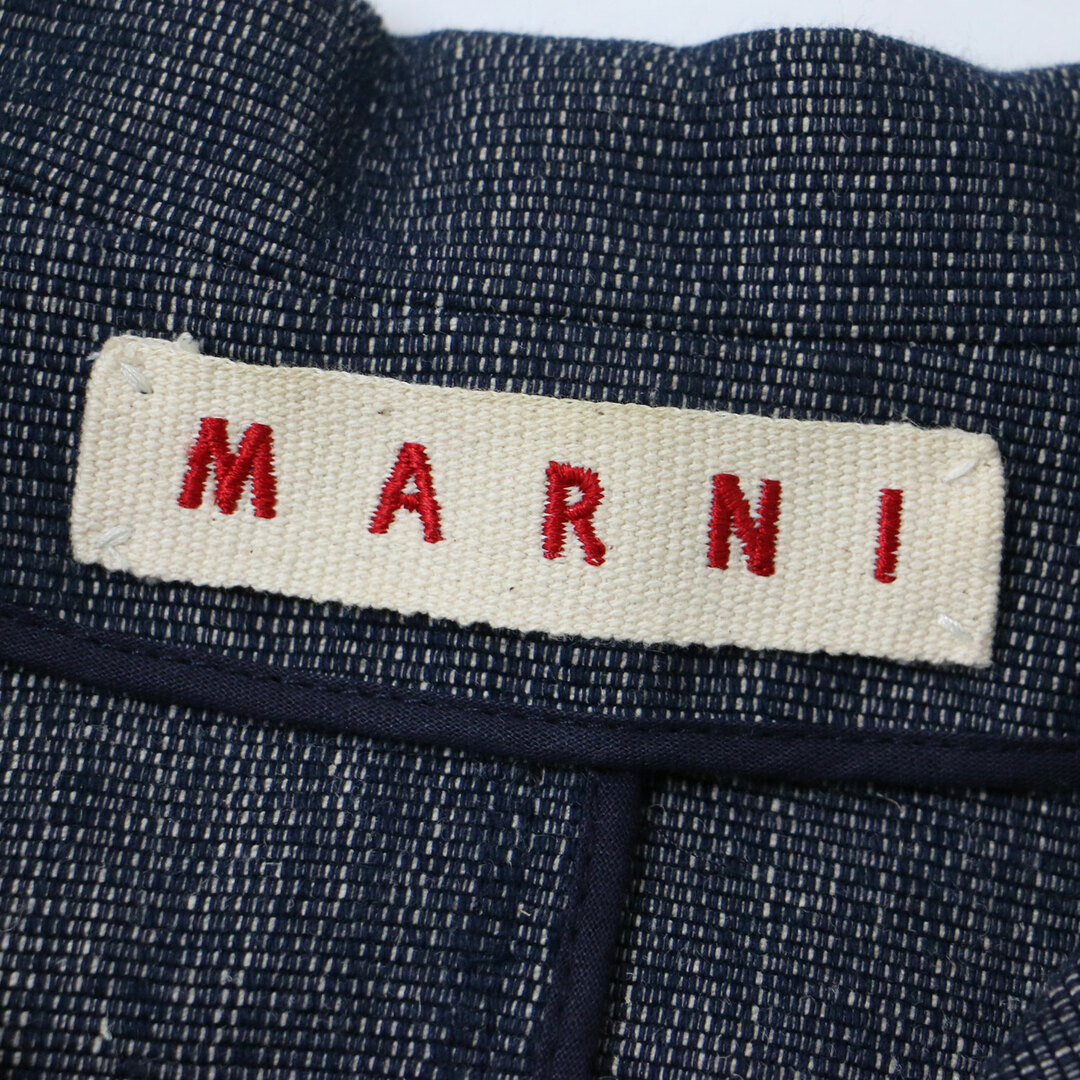 Marni(マルニ)のMARNI マルニ ジャケット テーラード インディゴ ブルー 44(XL) VINTAGE ビンテージ コットン 綿 リネン 麻 アウター イタリア製 シンプル 大人 きれいめ カジュアル【レディース】【中古】 レディースのジャケット/アウター(テーラードジャケット)の商品写真