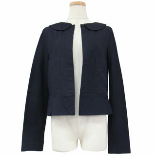 Marni - 美品 MARNI マルニ ジャケット ネイビー 紺 42(L) 丸襟 ボタンレス ペプラム コットン 綿 シルク 絹 VINTAGE ビンテージ アウター シンプル 大人 きれいめ【レディース】【中古】