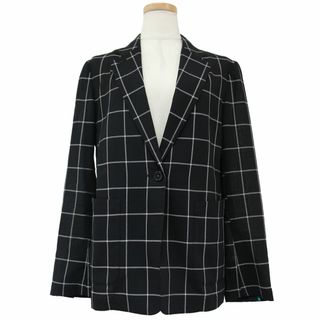 ポールスミス(Paul Smith)の美品 Paul Smith ポールスミス ジャケット テーラード ウール ブラック ホワイト 黒 白 40(M) ミドル シングル ボタン チェック 薄手 アウター 大人 きれいめ カジュアル【レディース】【中古】(テーラードジャケット)