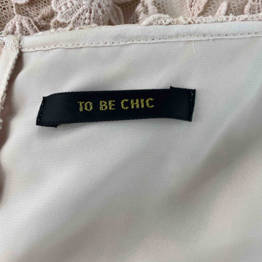 TO BE CHIC(トゥービーシック)のTO BE CHIC トゥービーシック レディース 半袖ワンピース ピンク　ケミカルレース チュールレース ローウエスト レディースのワンピース(ひざ丈ワンピース)の商品写真