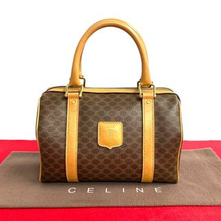 セリーヌ(celine)の極 美品 CELINE セリーヌ ヴィンテージ マカダム ブラゾン トリオンフ レザー 本革 ハンドバッグ ミニ ボストンバッグ ブラウン 茶 35100(ハンドバッグ)