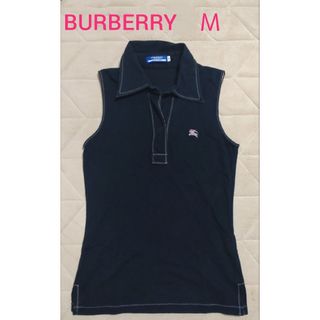 バーバリーブルーレーベル(BURBERRY BLUE LABEL)のバーバリー ノースリーブポロシャツ 黒 38(ポロシャツ)