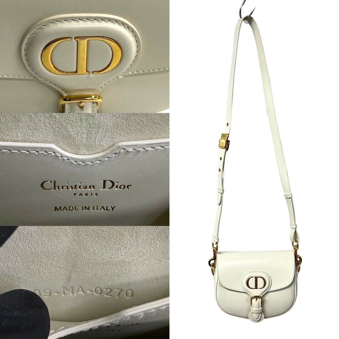Dior(ディオール)のほぼ未使用 袋付 Christian Dior ディオール ボビー スモール CD ロゴ 金具 ボックスカーフ レザー ショルダーバッグ ホワイト 10920 レディースのバッグ(ショルダーバッグ)の商品写真