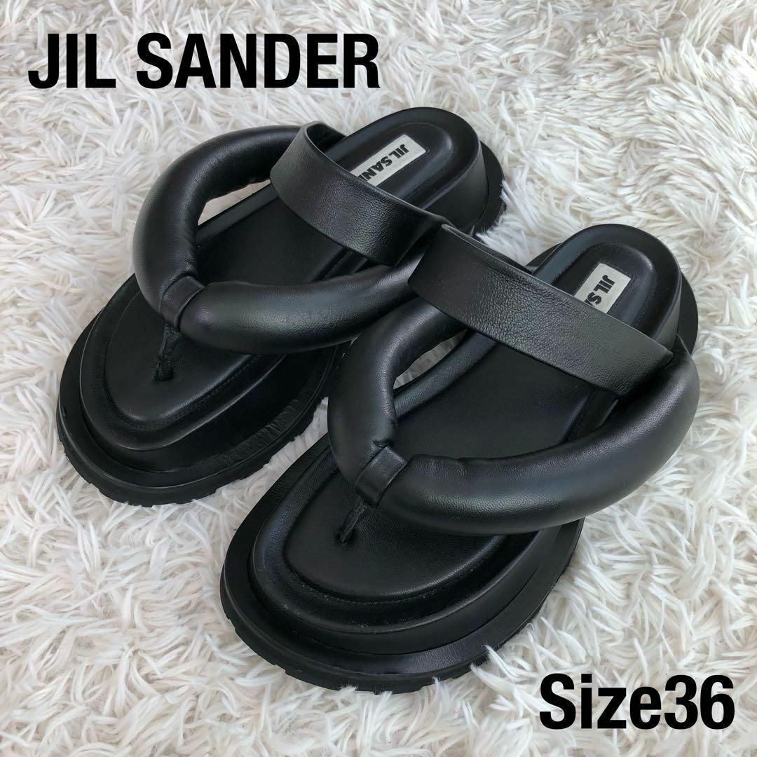 JIL SANDERジルサンダー プラットフォームサンダル ブラック黒36 JIL SANDERジルサンダー プラットフォームサンダル ブラック黒36