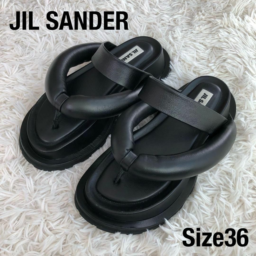 Jil Sander(ジルサンダー)のJIL SANDERジルサンダー　プラットフォームサンダル　ブラック黒36 レディースの靴/シューズ(サンダル)の商品写真