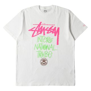 ステューシー(STUSSY)の美品 STUSSY ステューシー Tシャツ サイズ:XL ローカルカラー 上野チャプト限定 インターナショナルロゴ クルーネック 半袖Tシャツ ホワイト 白 トップス カットソー【メンズ】【中古】(Tシャツ/カットソー(半袖/袖なし))