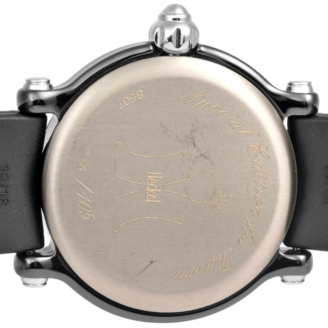 Chopard(ショパール)のショパール Chopard 8507 ヘッケル限定 105本 ハッピースポーツ 3P ダイヤモンド 腕時計 クォーツ ブラック文字盤 メンズ Heckel【中古】 メンズの時計(腕時計(アナログ))の商品写真