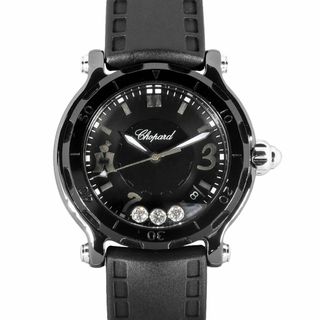 ショパール(Chopard)のショパール Chopard 8507 ヘッケル限定 105本 ハッピースポーツ 3P ダイヤモンド 腕時計 クォーツ ブラック文字盤 メンズ Heckel【中古】(腕時計(アナログ))