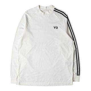 ワイスリー(Y-3)の美品 Y-3 ワイスリー Tシャツ サイズ:S 23SS モックネック スリーストライプ ロングスリーブTシャツ トップス 長袖 ロンT カットソー ワンポイント ロゴ  ホワイト 白【メンズ】【中古】(Tシャツ/カットソー(七分/長袖))