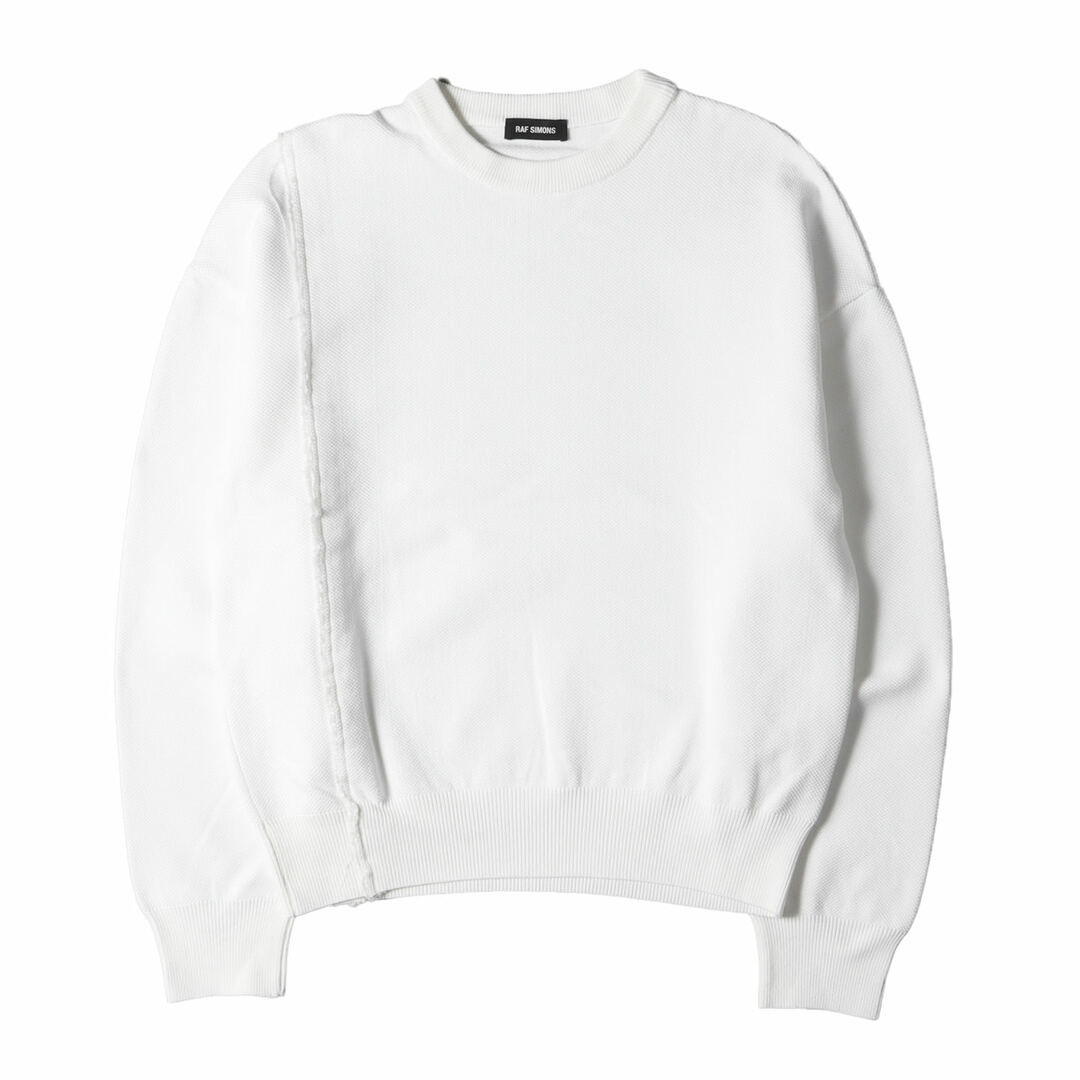 RAF SIMONS(ラフシモンズ)の美品 RAF SIMONS ラフシモンズ ニット サイズ:M リネンテープ ポリエチレン ニットセーター ロングスリーブ 長袖 カットソー ホワイト 白 イタリア製 トップス【メンズ】【中古】 メンズのトップス(ニット/セーター)の商品写真