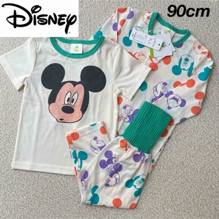 Disney - 新品★Disney ミッキー 長袖＆半袖Tシャツ 長ズボン パジャマ 90cm