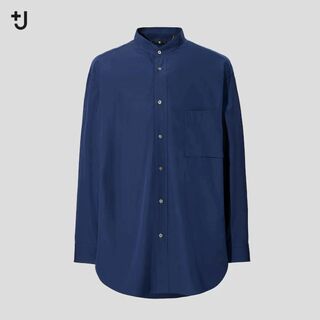 ユニクロ(UNIQLO)の新品 +J スーピマコットンオーバーサイズスタンドカラーシャツ ブルー(シャツ)