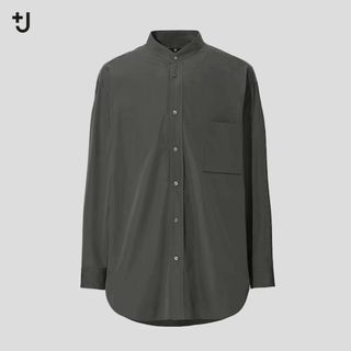 ユニクロ(UNIQLO)の新品 +J スーピマコットンオーバーサイズスタンドカラーシャツ オリーブ(シャツ)