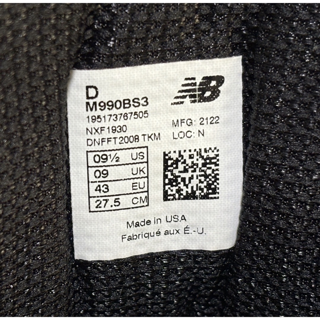 New Balance(ニューバランス)のニューバランス made in USAモデル　M990 BS3 ブラック メンズの靴/シューズ(スニーカー)の商品写真