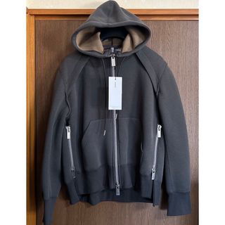 サカイ(sacai)の2新品 sacai レディース スポンジ スウェット ブルゾン パーカー グレー(トレーナー/スウェット)