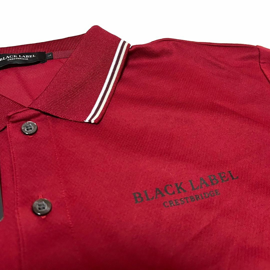 BLACK LABEL CRESTBRIDGE(ブラックレーベルクレストブリッジ)の新品　Lサイズ　ブラックレーベルクレストブリッジ　サイドチェック ポロ　レッド メンズのトップス(ポロシャツ)の商品写真