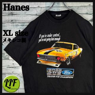 ヘインズ(Hanes)のヘインズ メキシコ製 アメ車 レーシングTシャツ ブラック XL(Tシャツ/カットソー(半袖/袖なし))