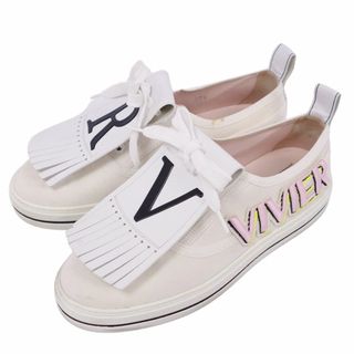 ロジェヴィヴィエ(ROGER VIVIER)のロジェヴィヴィエ Roger Vivier スニーカー ローカット レースアップ キャンバス レザー シューズ レディース 37.5(24.5cm相当) ホワイト(スニーカー)