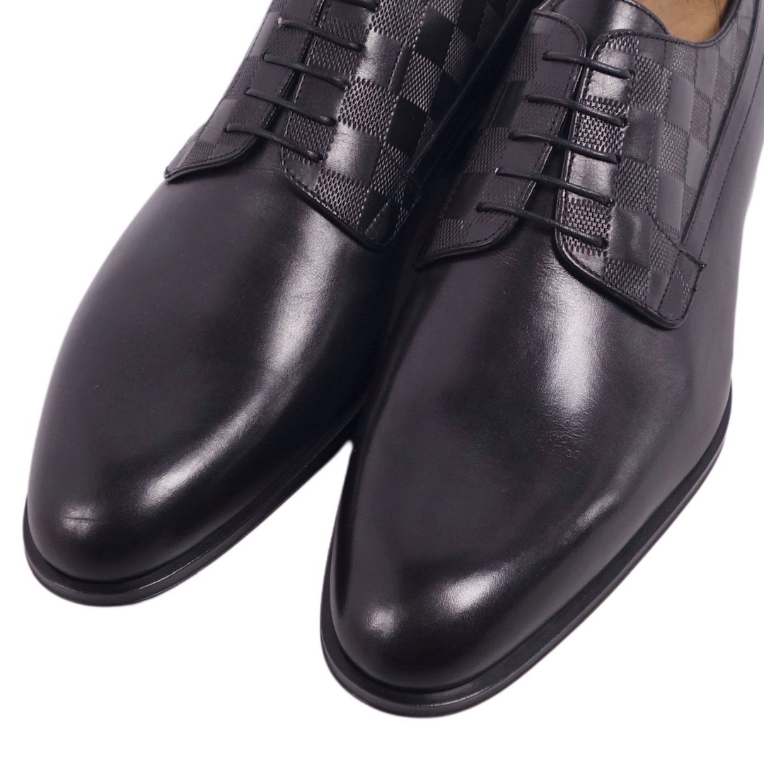 未使用 ルイヴィトン LOUIS VUITTON レザーシューズ ダービーシューズ ビジネスシューズ ダミエ カーフレザー 革靴 メンズ  7.5(26cm相当) ブラック
