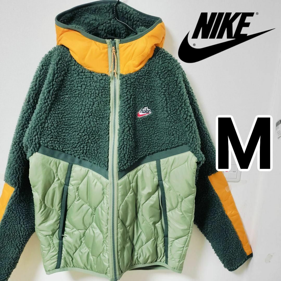 NIKE(ナイキ)のナイキ 緑 スポーツウェア ヘリテージ ボアブルゾン ボアジャケット 男性M メンズのジャケット/アウター(ダウンジャケット)の商品写真