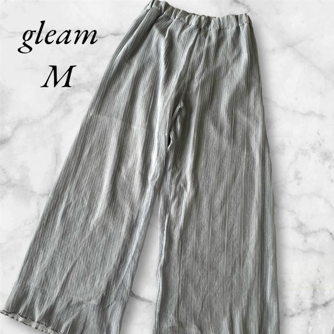 gleam(グリーム)の美品 gleam シフォン プリーツ パンツ ガウチョ M レディース ボトムス レディースのパンツ(カジュアルパンツ)の商品写真