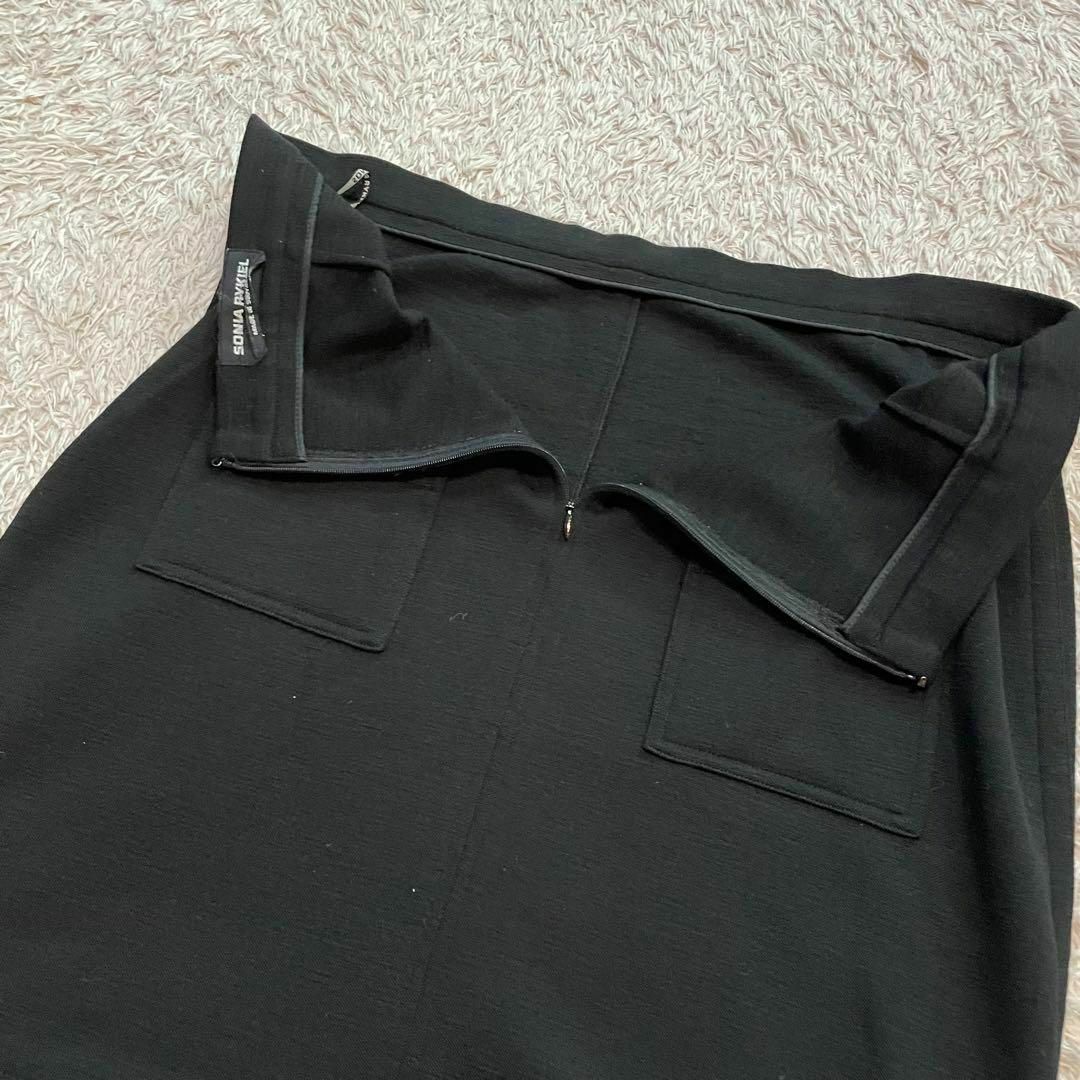 SONIA RYKIEL(ソニアリキエル)のソニアリキエル　台形　ウールスカート　ブラック　サイズ44 レディースのスカート(ひざ丈スカート)の商品写真