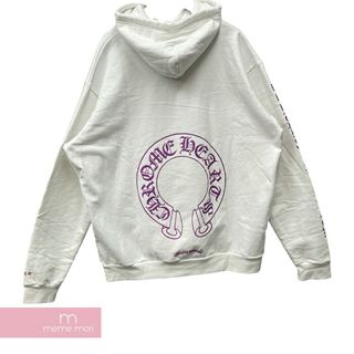 クロムハーツ(Chrome Hearts)のCHROME HEARTS 2024SS Purple Glitter Hoodie クロムハーツ パープルグリッターフーディ オンライン限定 パーカー 袖プリント ホワイト×パープルラメ サイズXL 【240410】【新古品】【me04】(パーカー)