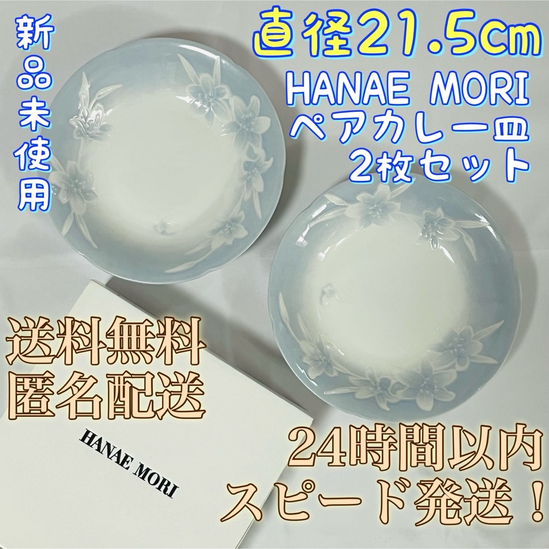 HANAE MORI(ハナエモリ)の【新品未使用！送料無料！匿名配送！】HANAE MORI★ペアカレー皿セット2枚 インテリア/住まい/日用品のキッチン/食器(食器)の商品写真