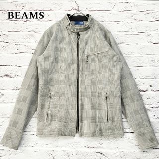 ビームス(BEAMS)の【美品】ビームス BEAMS グレンチェック ライダースジャケット(ライダースジャケット)