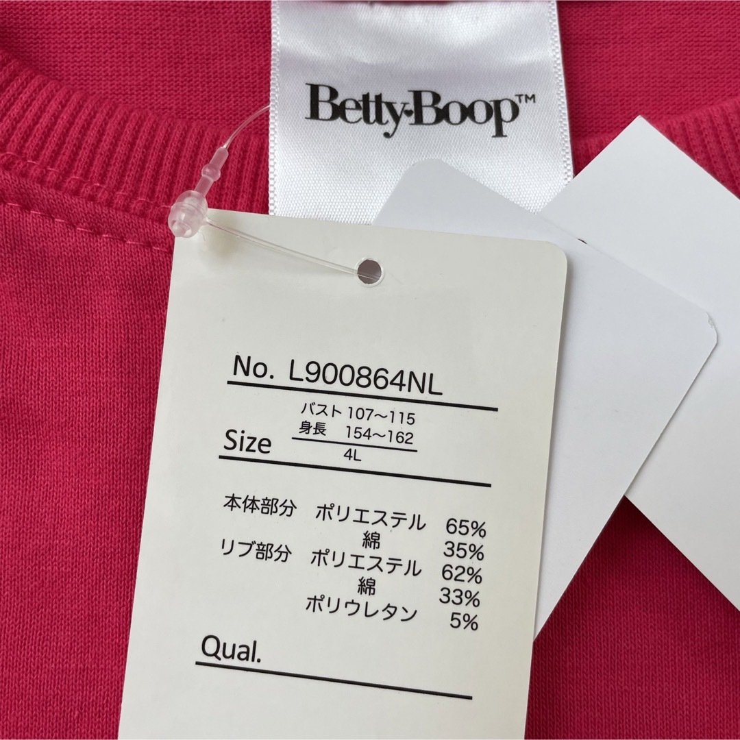 Betty Boop(ベティブープ)の新品★BettyBoop ベティちゃん バックプリント ピンク 4Lサイズ レディースのトップス(Tシャツ(長袖/七分))の商品写真