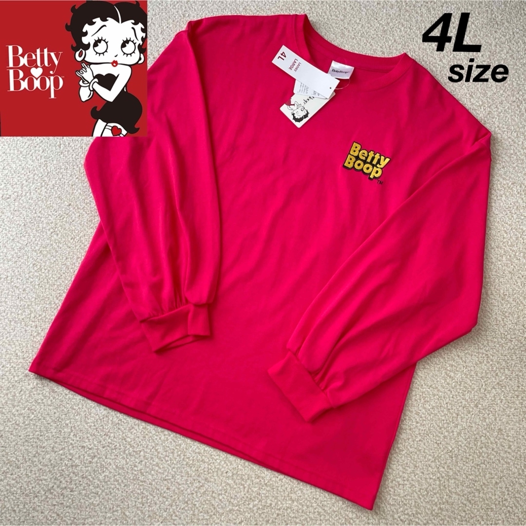 Betty Boop(ベティブープ)の新品★BettyBoop ベティちゃん バックプリント ピンク 4Lサイズ レディースのトップス(Tシャツ(長袖/七分))の商品写真