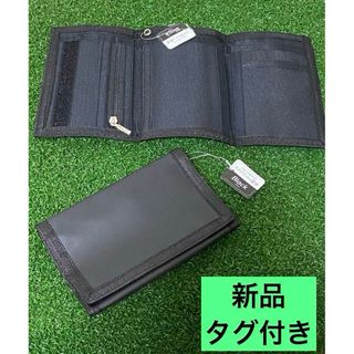 財布　三つ折り　合皮　黒　1個　軽量　マジックテープ　【新品】(財布)