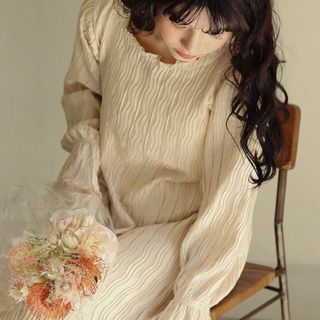 muguet pleats op beige(ロングワンピース/マキシワンピース)