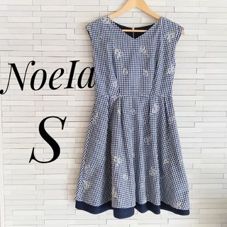 【美品】Noela ノエラ　リバーシブル　膝丈ワンピース　ギンガムチェック