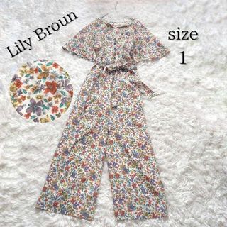 リリーブラウン(Lily Brown)のLily Broun 花柄ヴィンテージ オールインワン ロンパース M(その他)