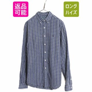 ラルフローレン(Ralph Lauren)の00s ラルフローレン チェック 長袖 ボタンダウン シャツ メンズ L 古着 00年代 オールド ポロ コットン リネン ワンポイント 長袖シャツ BD(シャツ)