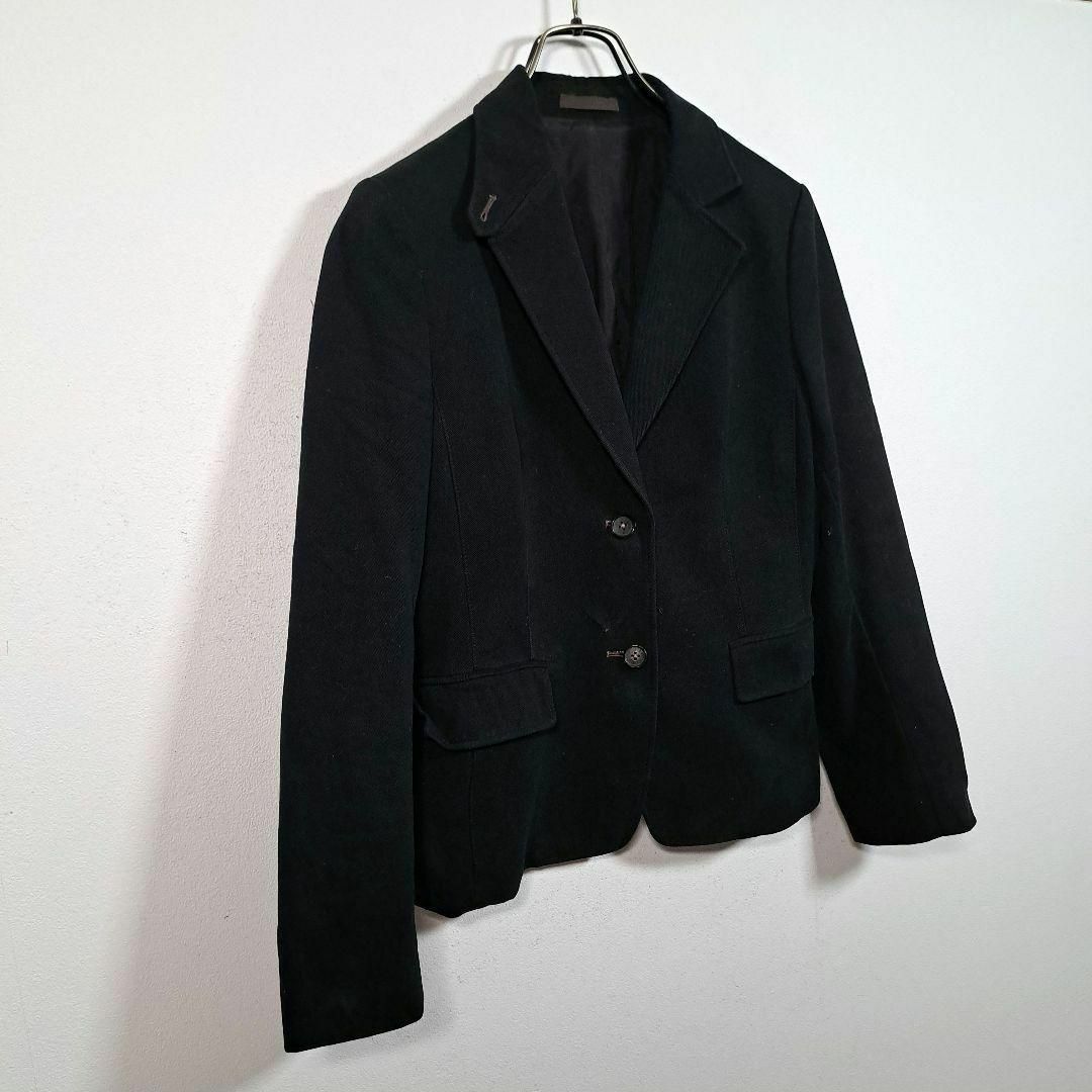 Paul Stuart テーラードジャケット　コットン　キュプラ　M相当　黒 レディースのジャケット/アウター(テーラードジャケット)の商品写真